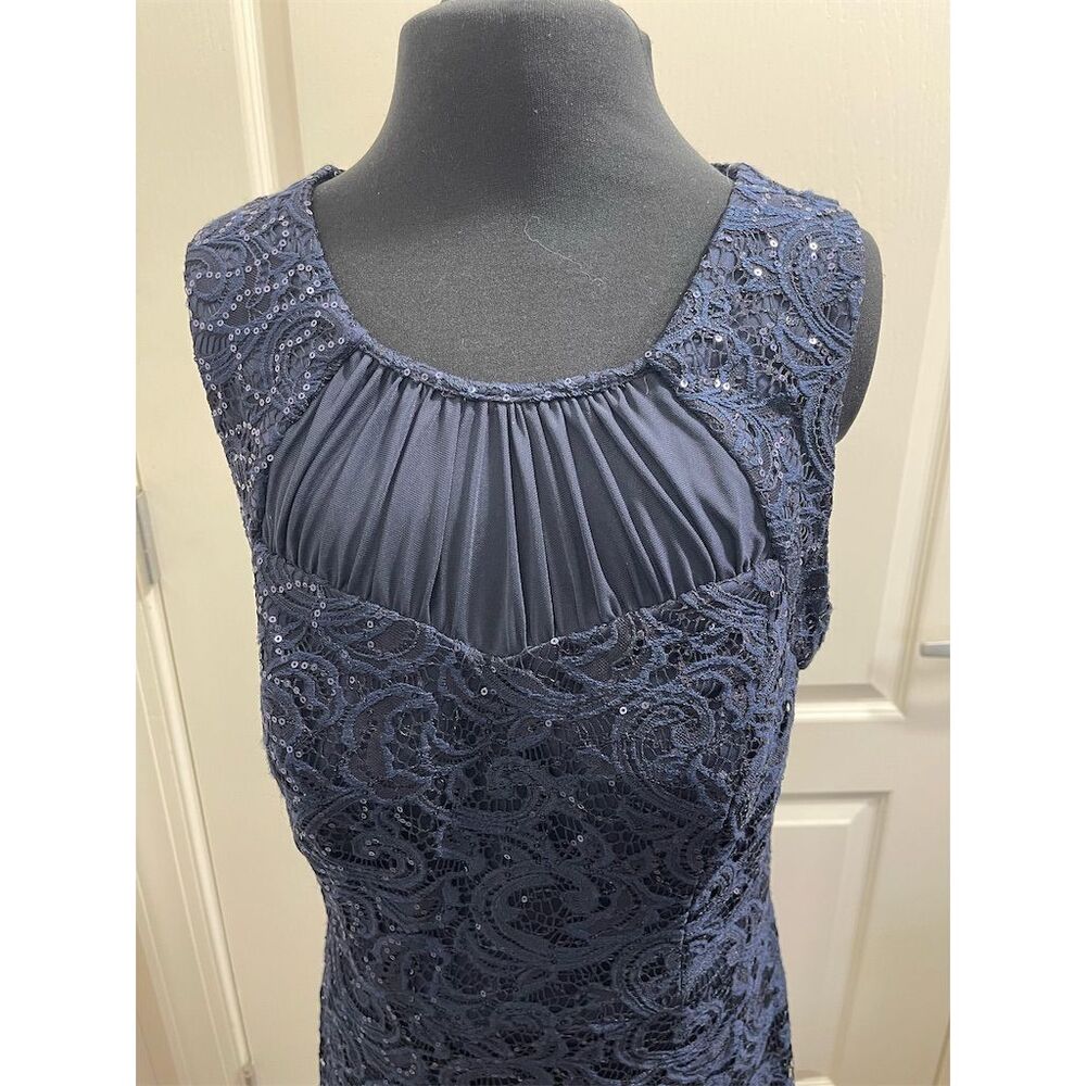 City Triangles Navy Blue Knee Length Dress Bedazzled Halter Size 13. Sku157 - Picture 5 of 16